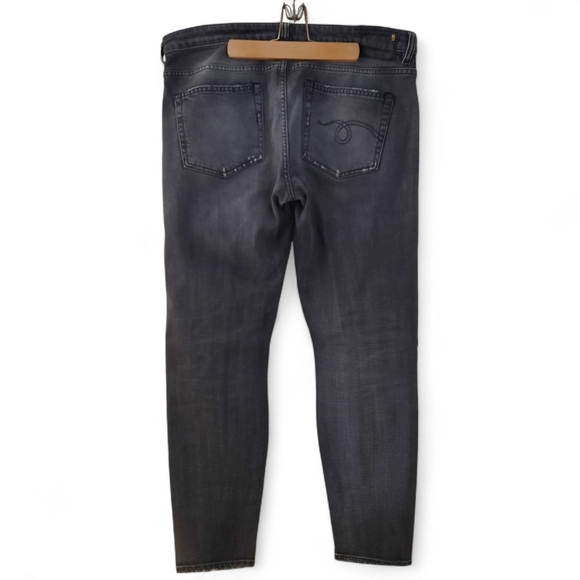 R13 Italy Boy Skinny Union Gray Jeans Ankle Crop Stretch Distressed Luxury 32 - Picture 9 of 16